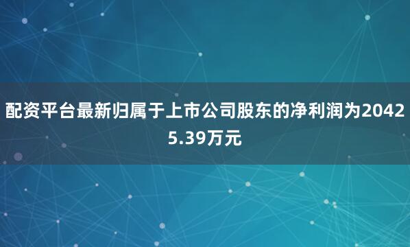 配资平台最新归属于上市公司股东的净利润为20425.39万元