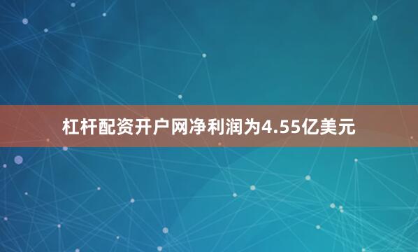 杠杆配资开户网净利润为4.55亿美元
